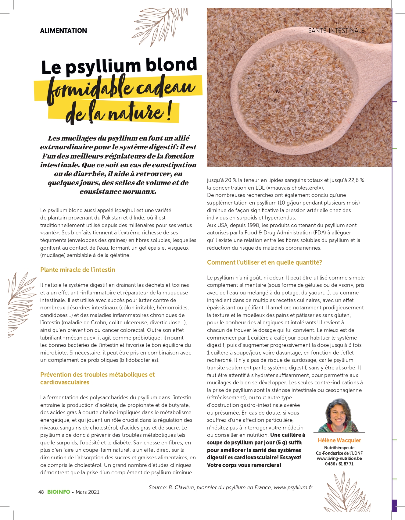 Le psyllium blond : formidable cadeau de la nature! - Living Nutrition %